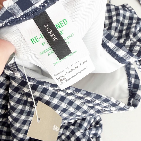 J Crew Ruched bandeau one-piece in gingham Bathing Suit swimsuit NEW size 14 - Picture 5 of 8